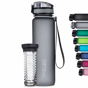 720°DGREE Trinkflasche “uberBottle“ softTouch +Früchtebehälter - 1L - BPA-Frei - Wasserflasche für Uni, Sport, Fitness, Fahrrad, Outdoor - Sportflasche aus Tritan - Leicht, Bruchsicher, Nachhaltig