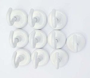 10 x Neodym-Magnethaken 20mm, weiß, Haftkraft ca. 14 Kg. Ideal für Mittelschwere Gegenstände z.B. Warnschilder, Werbeschilder